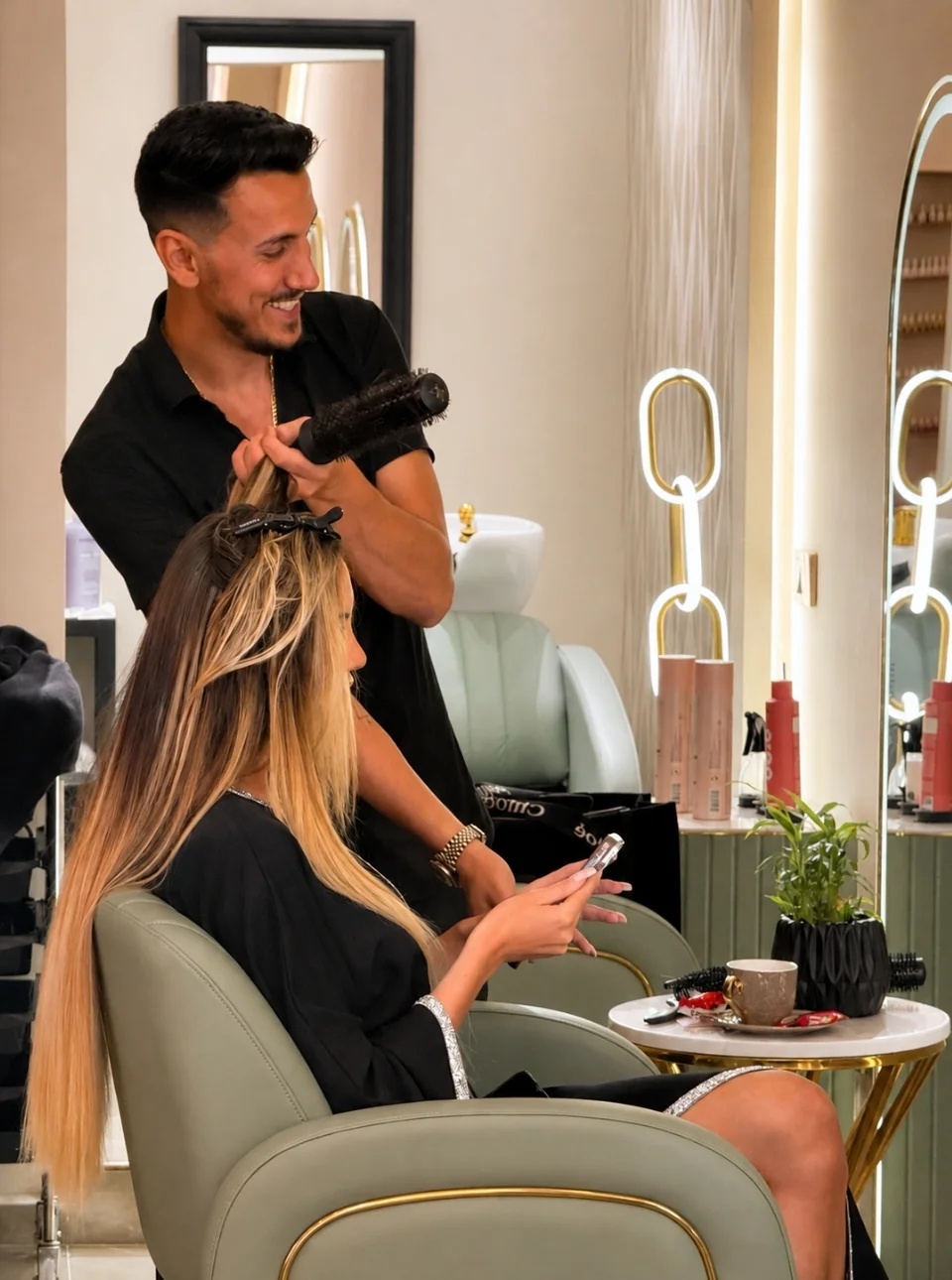 Professional hair styling service at Kay Beauty Salon in Arjan, Dubai