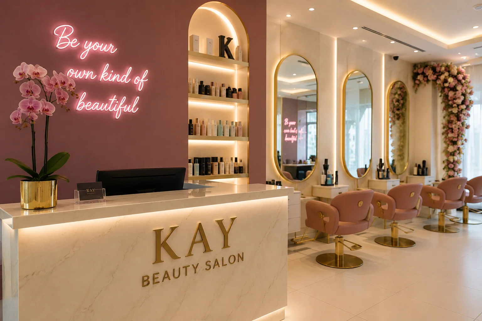 Kay Beauty Salon interior in Arjan, Dubai