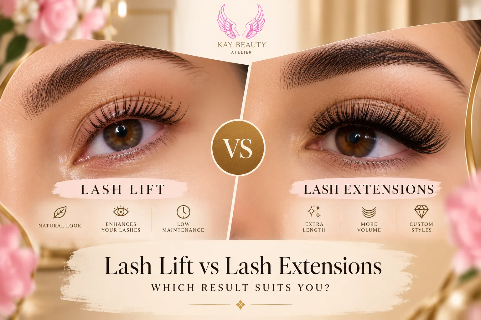Lash lift vs lash extensions at Kay Beauty Salon in Arjan, Dubai