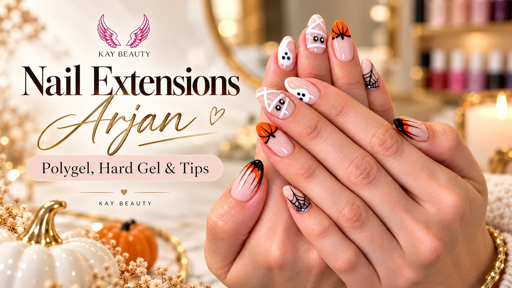 Nail extensions Arjan featuring Polygel, hard gel and nail tips at Kay Beauty Salon