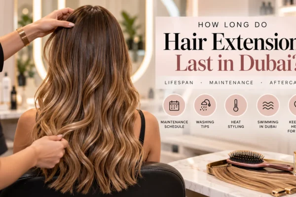 Hair extension maintenance and aftercare at Kay Beauty Salon in Arjan, Dubai