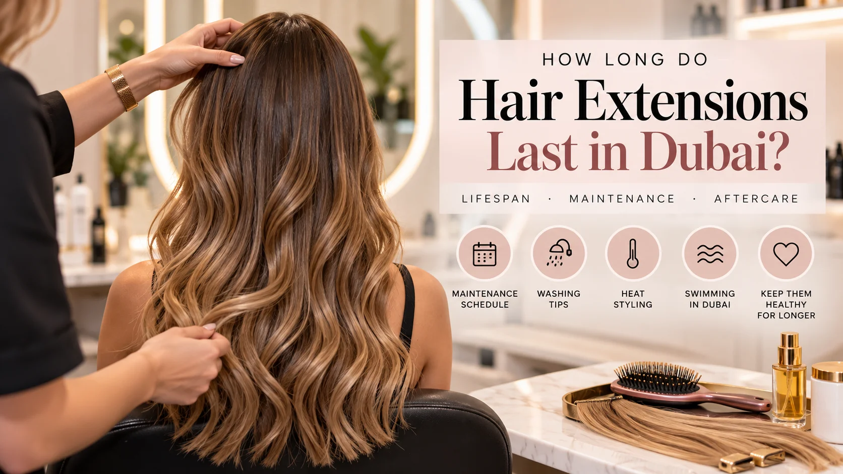 Hair extension maintenance and aftercare at Kay Beauty Salon in Arjan, Dubai