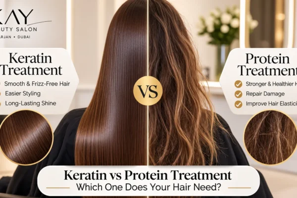 Keratin vs protein treatment at Kay Beauty Salon in Arjan, Dubai